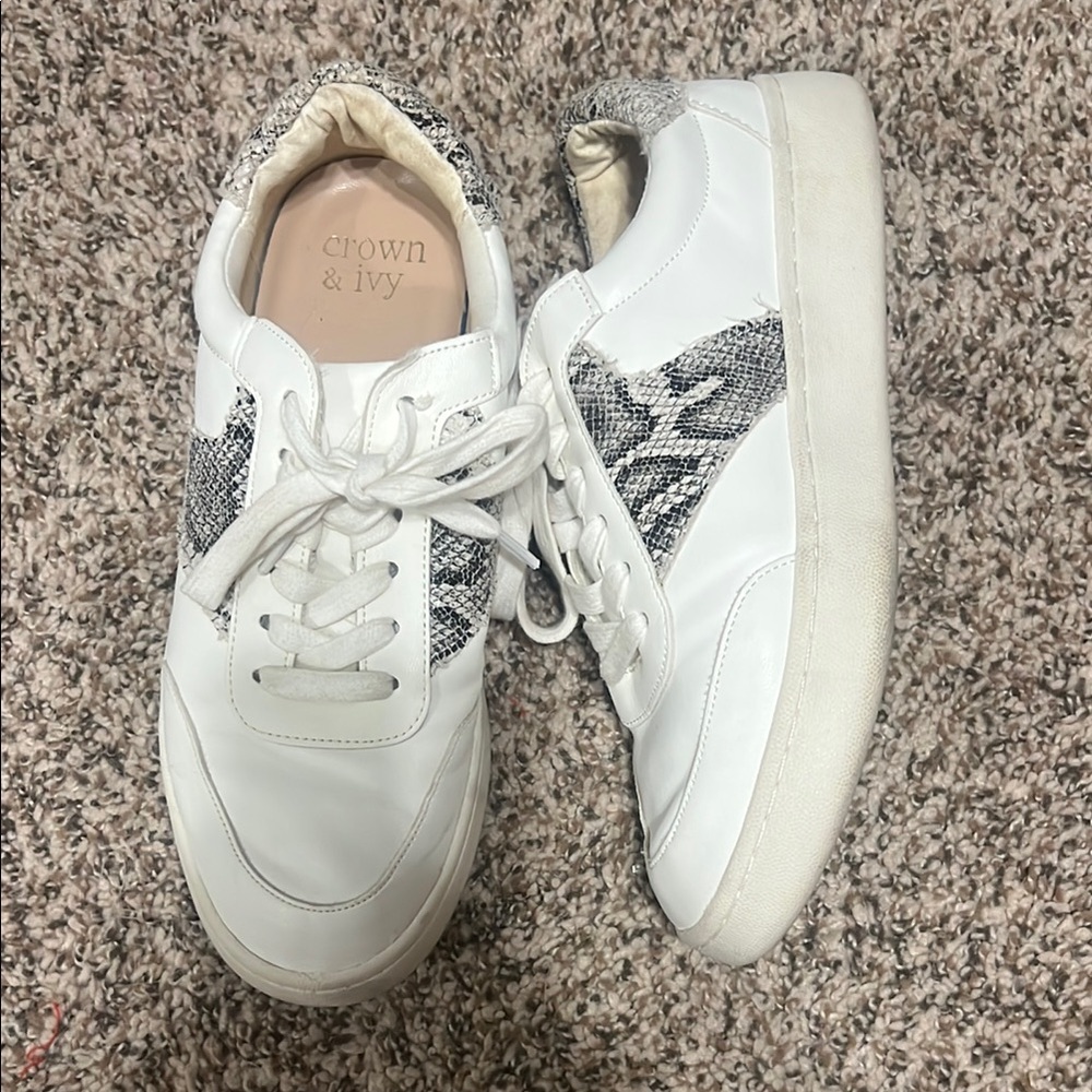 Crown & Ivy White and Gray Sneakers with Minimalist Design